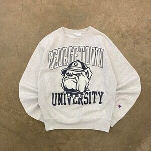 intage Georgetown University Hoyas Champion Reverse Weave 2000s Crewneck Small